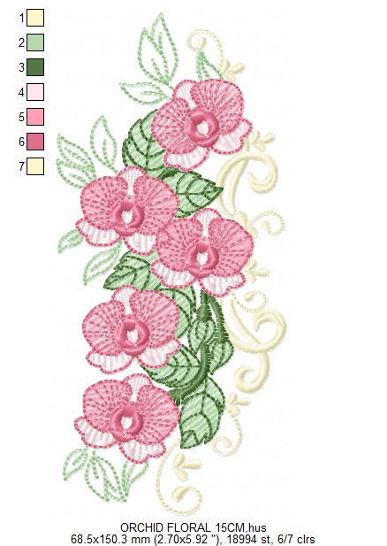 Moth Orchid embroidery designs - Kitchen Towel Flowers machine embroidery pattern - Phalaenopsis Orchid file - Instant digital download pes