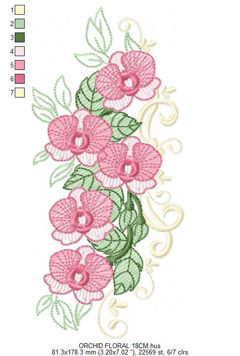 Moth Orchid embroidery designs - Kitchen Towel Flowers machine embroidery pattern - Phalaenopsis Orchid file - Instant digital download pes