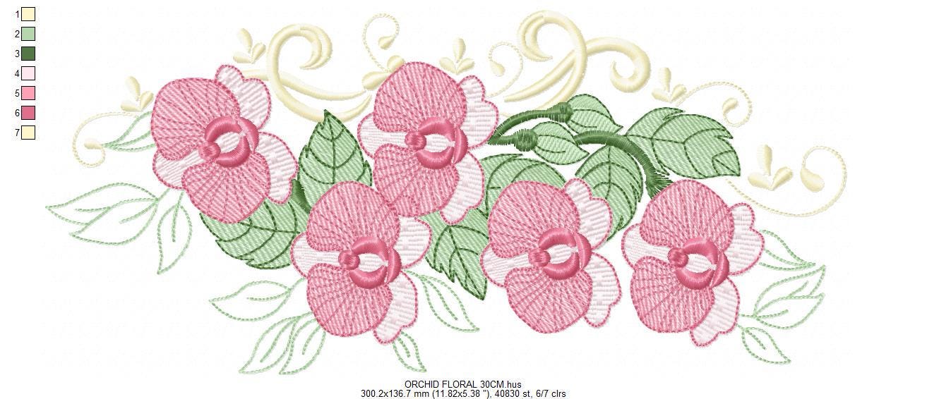 Moth Orchid embroidery designs - Kitchen Towel Flowers machine embroidery pattern - Phalaenopsis Orchid file - Instant digital download pes