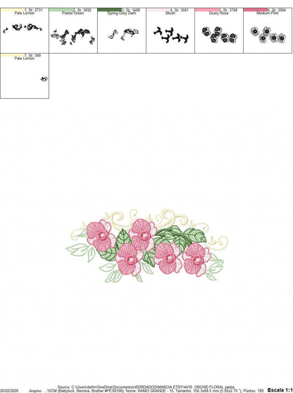 Moth Orchid embroidery designs - Kitchen Towel Flowers machine embroidery pattern - Phalaenopsis Orchid file - Instant digital download pes