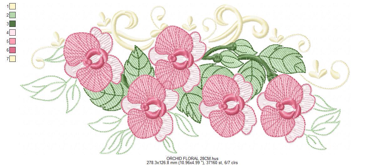 Moth Orchid embroidery designs - Kitchen Towel Flowers machine embroidery pattern - Phalaenopsis Orchid file - Instant digital download pes