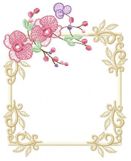 Orchid Flower Frame embroidery designs - Phalaenopsis moth Wreath machine embroidery pattern - Kitchen Tea Towel file - Instant download pes