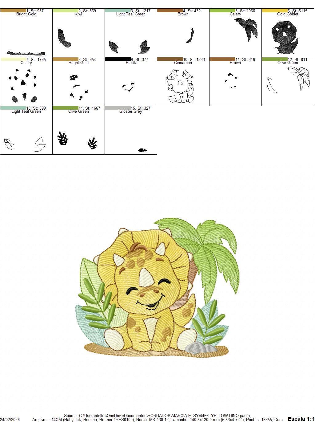 Dinosaur embroidery designs - Dino with flags and birds machine embroidery pattern - Baby Boy Triceratops file - Instant download pes jef