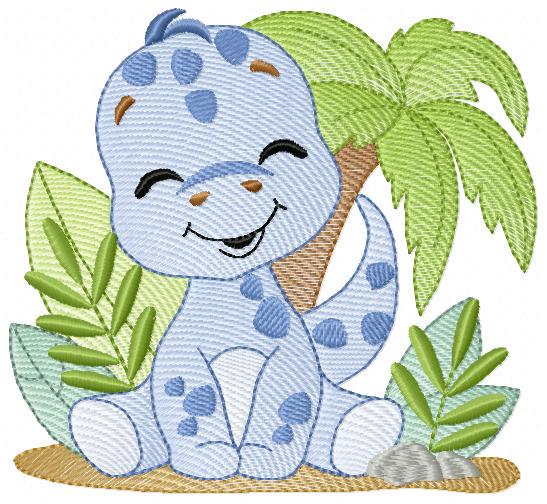 Dinosaur embroidery designs - Dino with flowers machine embroidery pattern - Baby boy file Brontosaurus - instant digital download pes jef