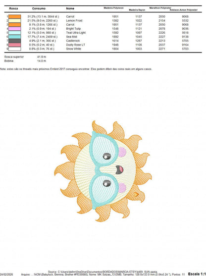 Rainbow embroidery design - Sun cloud and stars machine embroidery pattern - Baby girl and boy file - Instant digital download pes jef dst