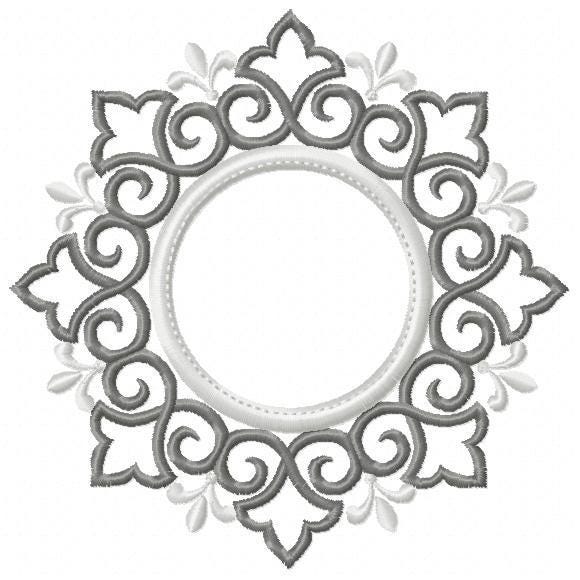 Monogram Wreath embroidery designs - Floral Roses Frame machine embroidery pattern - Kitchen Tea Towel file - Instant digital download pes