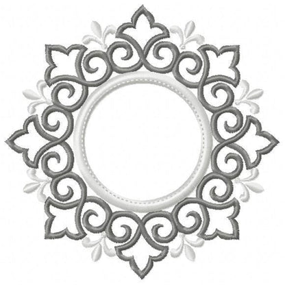 Monogram Wreath embroidery designs - Floral Roses Frame machine embroidery pattern - Kitchen Tea Towel file - Instant digital download pes