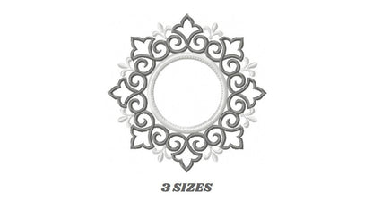 Monogram Wreath embroidery designs - Floral Roses Frame machine embroidery pattern - Kitchen Tea Towel file - Instant digital download pes