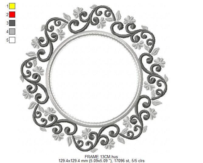 Monogram Wreath embroidery designs - Floral Roses Frame machine embroidery pattern - Kitchen Tea Towel file - Instant digital download pes