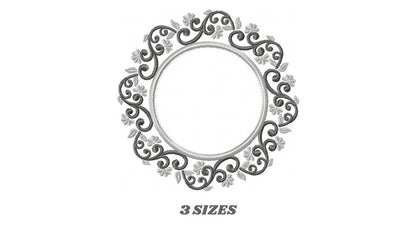 Monogram Wreath embroidery designs - Floral Roses Frame machine embroidery pattern - Kitchen Tea Towel file - Instant digital download pes