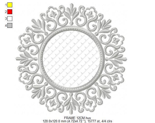 Monogram Wreath embroidery designs - Floral Roses Frame machine embroidery pattern - Kitchen Tea Towel file - Instant digital download pes