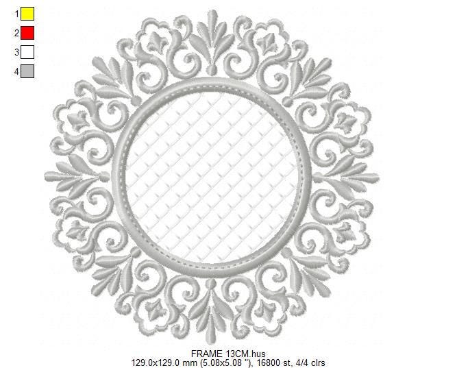 Monogram Wreath embroidery designs - Floral Roses Frame machine embroidery pattern - Kitchen Tea Towel file - Instant digital download pes