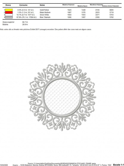 Monogram Wreath embroidery designs - Floral Roses Frame machine embroidery pattern - Kitchen Tea Towel file - Instant digital download pes