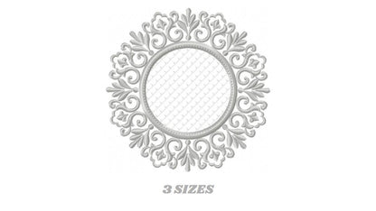 Monogram Wreath embroidery designs - Floral Roses Frame machine embroidery pattern - Kitchen Tea Towel file - Instant digital download pes