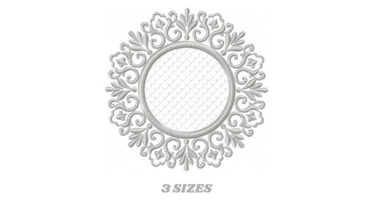 Monogram Wreath embroidery designs - Floral Roses Frame machine embroidery pattern - Kitchen Tea Towel file - Instant digital download pes