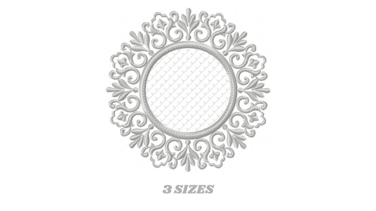 Monogram Wreath embroidery designs - Floral Roses Frame machine embroidery pattern - Kitchen Tea Towel file - Instant digital download pes