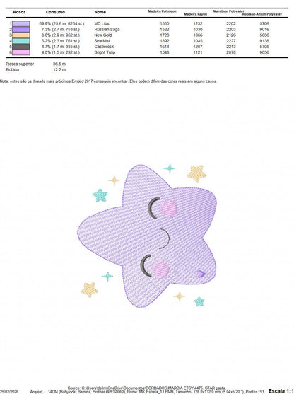 Star embroidery designs - Star with happy face machine embroidery pattern - Night Sky Baby girl and boy file - Instant digital download pes