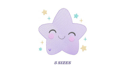 Star embroidery designs - Star with happy face machine embroidery pattern - Night Sky Baby girl and boy file - Instant digital download pes