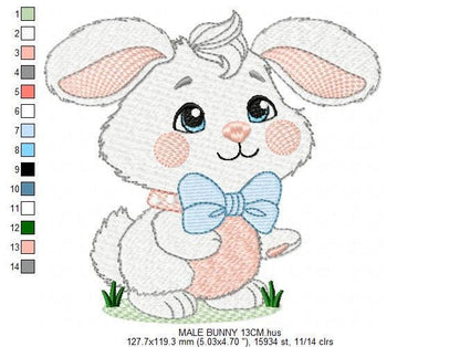 Male Bunny embroidery design - Rabbit with mushrooms with laurel frame machine embroidery pattern - Woodland animal file - instant download