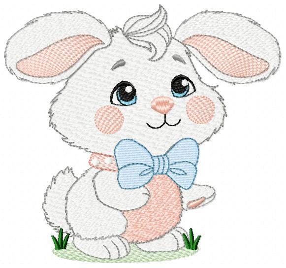 Male Bunny embroidery design - Rabbit with mushrooms with laurel frame machine embroidery pattern - Woodland animal file - instant download
