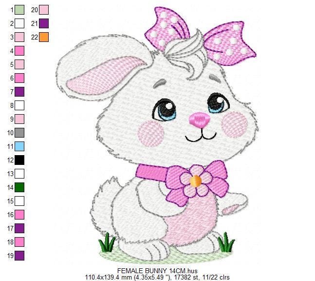 Female Bunny embroidery design - Rabbit with lace and laurel frame machine embroidery pattern - Woodland animal girl - Instant download pes