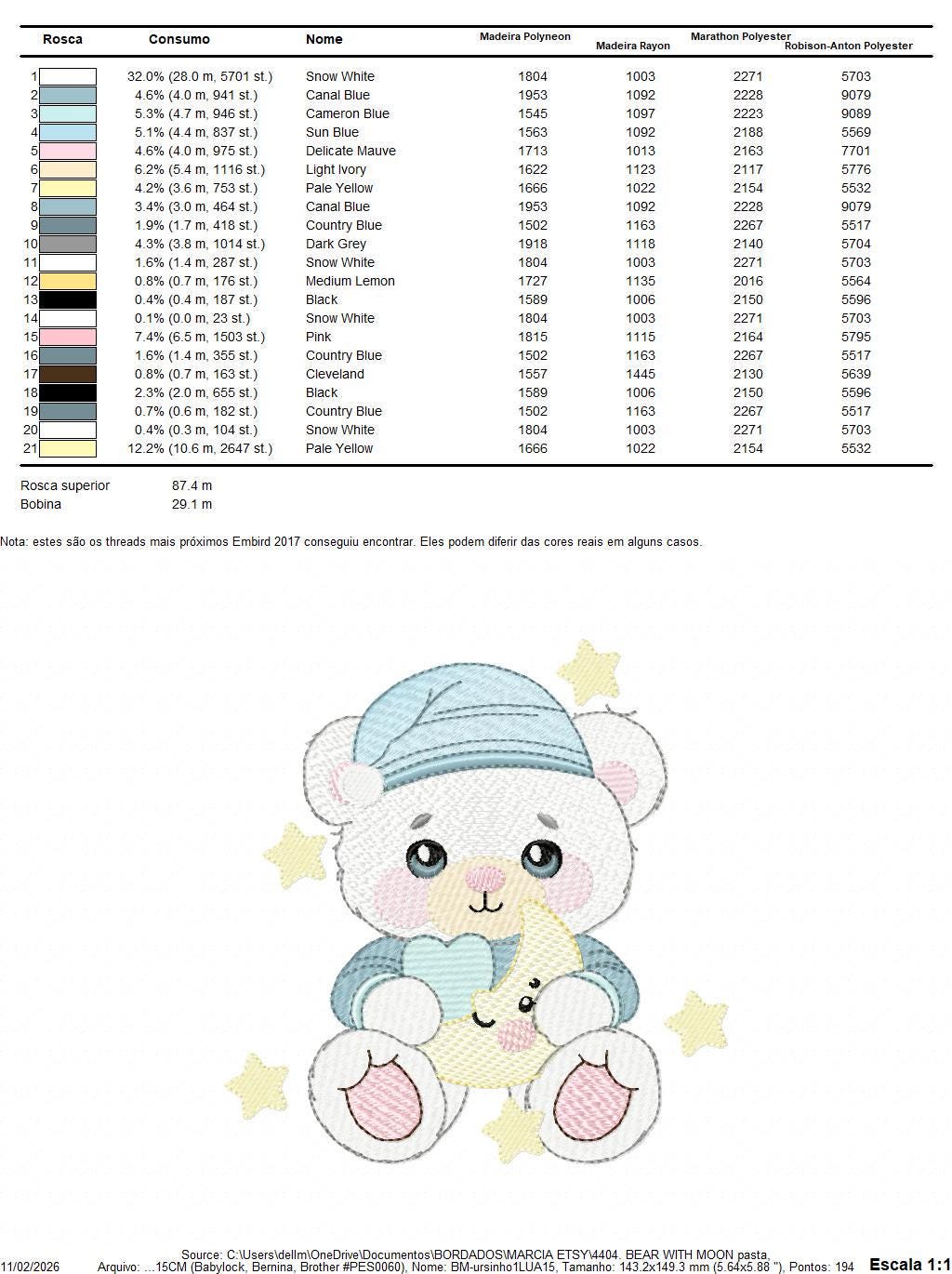 Male Bear with pajamas embroidery designs - Baby boy with cloud moon and stars machine embroidery pattern - Instant digital download pes jef