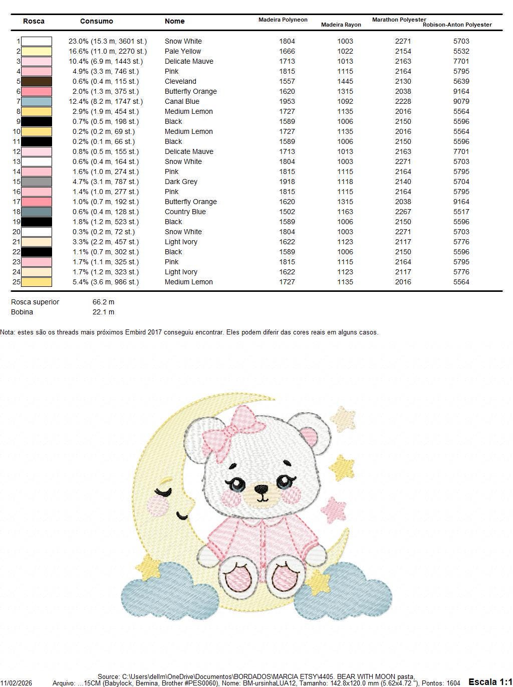 Girl Bear with pajamas embroidery designs - Baby girl with moon stars and cloud machine embroidery pattern - Instant digital download jef