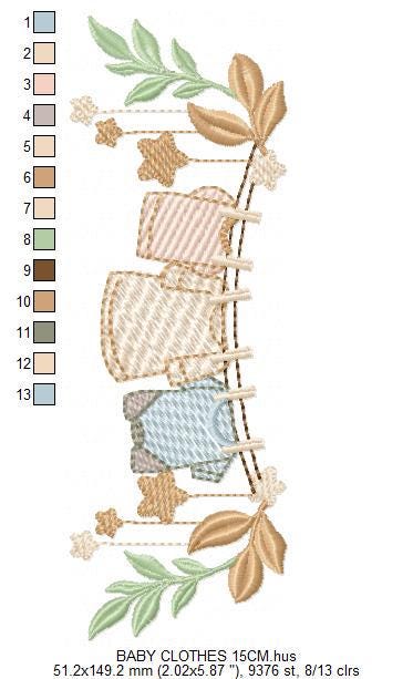 Baby boy with clothes line embroidery designs - Newborn machine embroidery pattern - Gender Reveal Party - Instant digital download pes jef