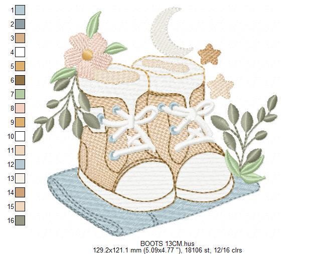 Baby Boy shoes embroidery designs - High-top sneakers boots machine embroidery pattern - Baby boy file - Instant digital download pes jef