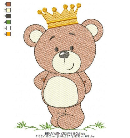 Teddy Bear embroidery designs - Baby boy toy machine embroidery pattern - Cute Bear with bow tie file - Instant digital download pes jef dst