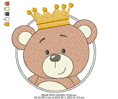 Teddy Bear embroidery designs - Baby boy toy machine embroidery pattern - Cute Bear with bow tie file - Instant digital download pes jef dst