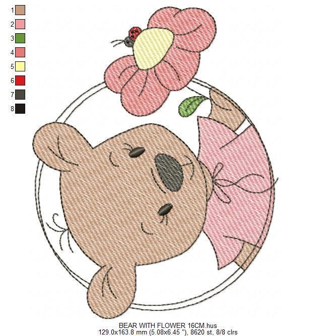 Teddy Bear embroidery designs - Baby boy toy machine embroidery pattern - Cute Bear with bow tie file - Instant digital download pes jef dst