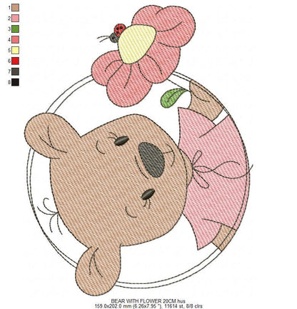 Teddy Bear embroidery designs - Baby boy toy machine embroidery pattern - Cute Bear with bow tie file - Instant digital download pes jef dst