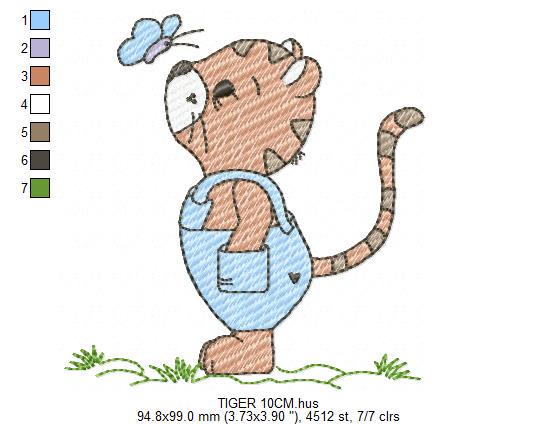 Baby Tiger embroidery design - Forest Wild Animal machine embroidery pattern - Baby Boy file - Instant digital download pes jef dst hus vp3