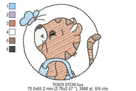 Baby Tiger embroidery design - Forest Wild Animal machine embroidery pattern - Baby Boy file - Instant digital download pes jef dst hus vp3