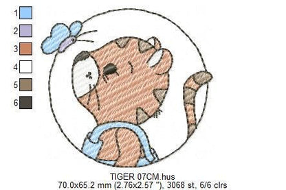 Baby Tiger embroidery design - Forest Wild Animal machine embroidery pattern - Baby Boy file - Instant digital download pes jef dst hus vp3