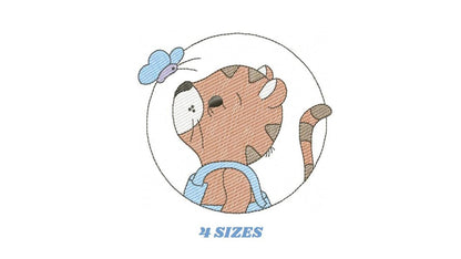 Baby Tiger embroidery design - Forest Wild Animal machine embroidery pattern - Baby Boy file - Instant digital download pes jef dst hus vp3