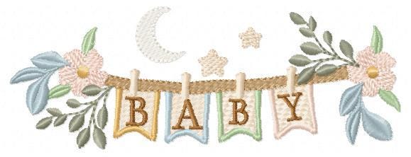 Baby boy and girl line with flags embroidery designs - Newborn machine embroidery pattern - Gender Reveal Party - Instant digital download