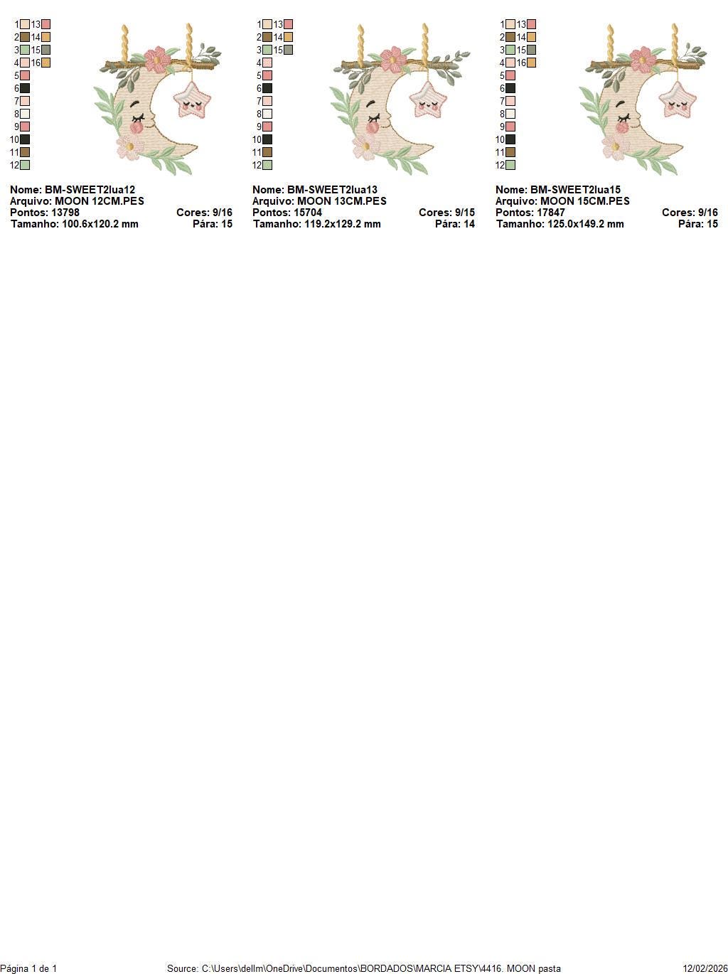 Moon with stars hearts and flowers embroidery design - Baby Girl Half moon machine embroidery pattern - Instant digital download pes jef dst