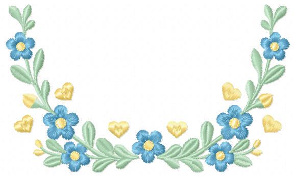 Flower Wreath embroidery designs - Blue Floral Frame machine embroidery pattern - Kitchen Tea Towel file - Instant digital download pes jef