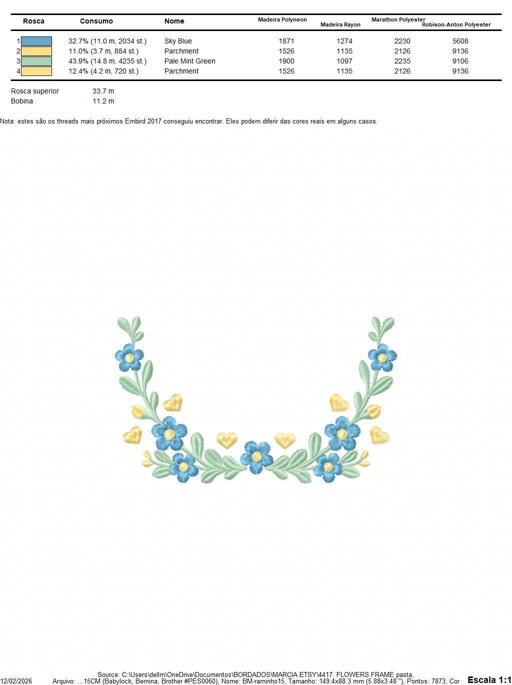 Flower Wreath embroidery designs - Blue Floral Frame machine embroidery pattern - Kitchen Tea Towel file - Instant digital download pes jef