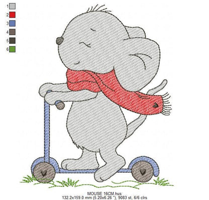 Mouse embroidery designs - Baby boy mouse with diaper machine embroidery pattern - Cute sweet delicate mouse - Instant download digital pes