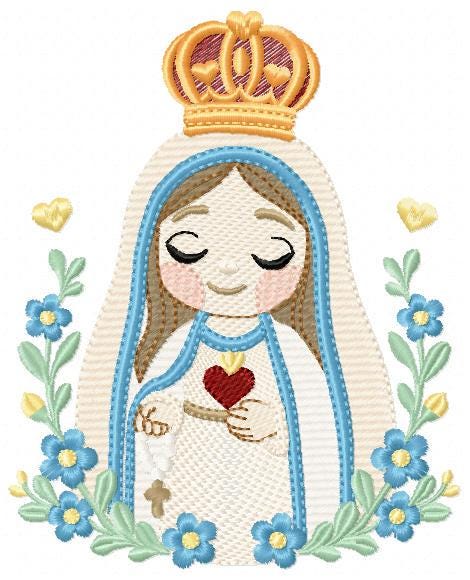Holy Mary embroidery designs - Holy Virgin Mary machine embroidery pattern - Catholic religious file - Hail Mary - Instant digital download