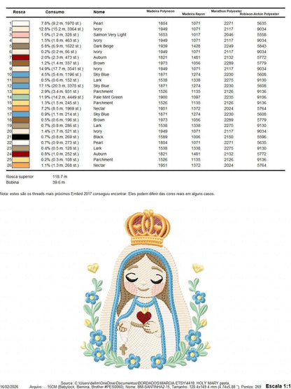 Holy Mary embroidery designs - Holy Virgin Mary machine embroidery pattern - Catholic religious file - Hail Mary - Instant digital download