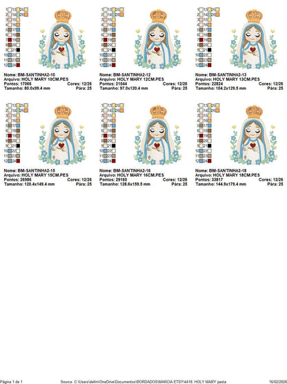 Holy Mary embroidery designs - Holy Virgin Mary machine embroidery pattern - Catholic religious file - Hail Mary - Instant digital download