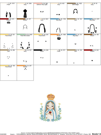 Holy Mary embroidery designs - Holy Virgin Mary machine embroidery pattern - Catholic religious file - Hail Mary - Instant digital download