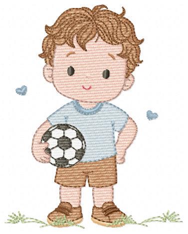 Soccer player embroidery designs - Baby Boy machine embroidery file - Boy with soccer ball file - Instant digital download pes jef dst hus
