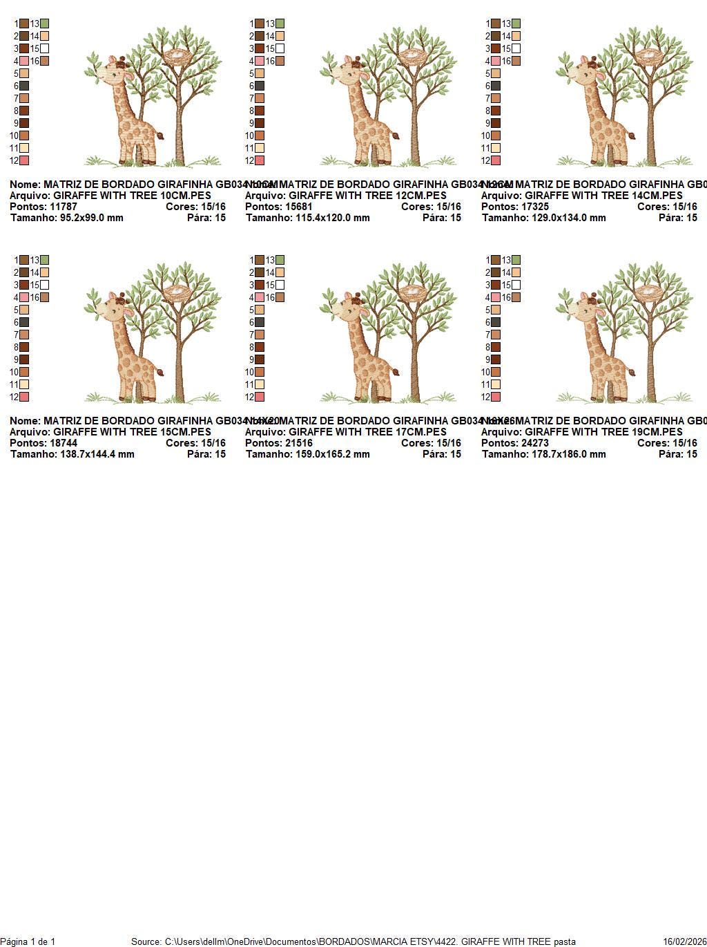 Giraffe with tree embroidery designs - Safari wild animal with birdnest machine embroidery pattern - Baby boy file - Instant download pes