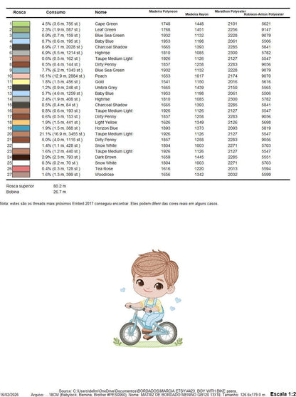 Boy with bike embroidery designs - Baby Boy with bycicle machine embroidery pattern - Cyclist Biker file - Instant digital download pes jef