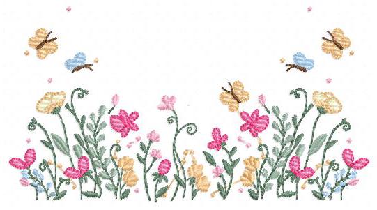 Flower garden embroidery designs - Floral Butterfly machine embroidery pattern - Kitchen towel file - Instant digital download pes jef dst